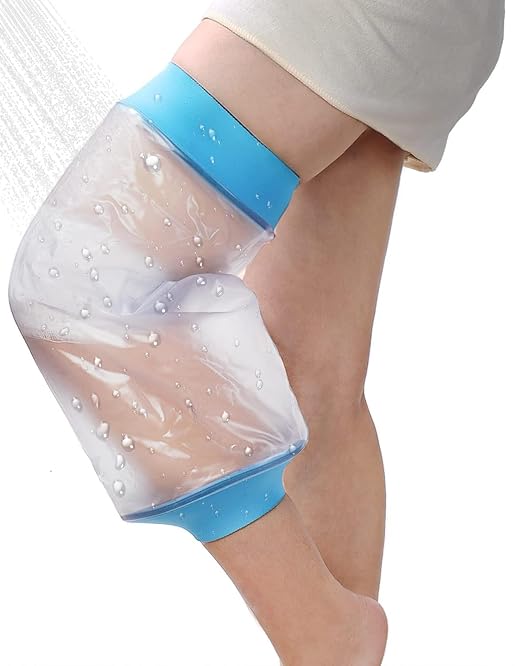 Asunby Knee Cover For Showering, Waterproof Knee Surgery Shower Protector, Soft & Reusable Shower Sleeve for Knee Adult and Youth,Wound,Burns Watertight Protection