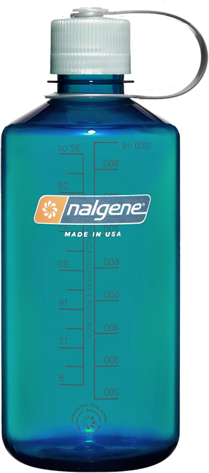 Nalgene 32 oz Narrow Mouth Water Bottle, Trout | BPA-Free, Durable & Lightweight, Leak Proof, Dishwasher Safe, Large Reusable Plastic Bottle for Hiking, Gym, Work & Travel