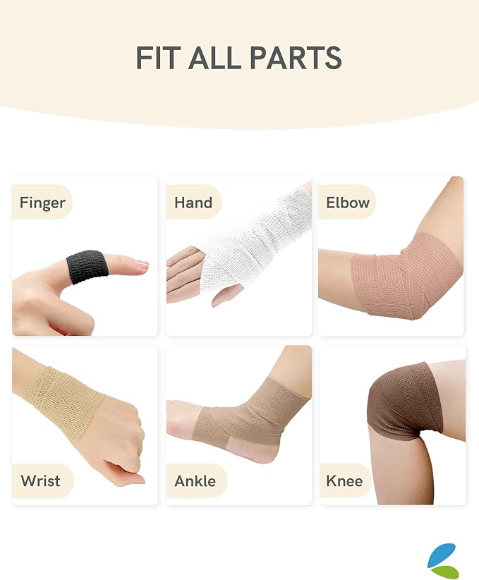 FriCARE Self Adhesive Bandage Wrap, Medical Tape in First Aid Kit, Classic | Elastic Cohesive Bandages for Sports/Vet/Wrist Ankle Wounds, 2 Inches X 5 Yards, Latex-free 6 Rolls