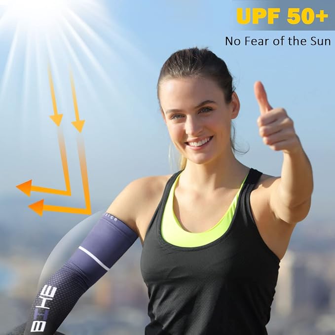 beister Arm Sleeves for Men & Women, UV Protection Cooling Cover and Cyling | Lightweight stretch; sweat-wicking comfort; cycling, volleyball, baseball, driving and gardening; washable tattoo coverage