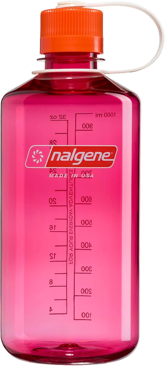 Nalgene 32 oz Narrow Mouth Water Bottle, Thrill & Motion, Fuschia Purple w/Flame