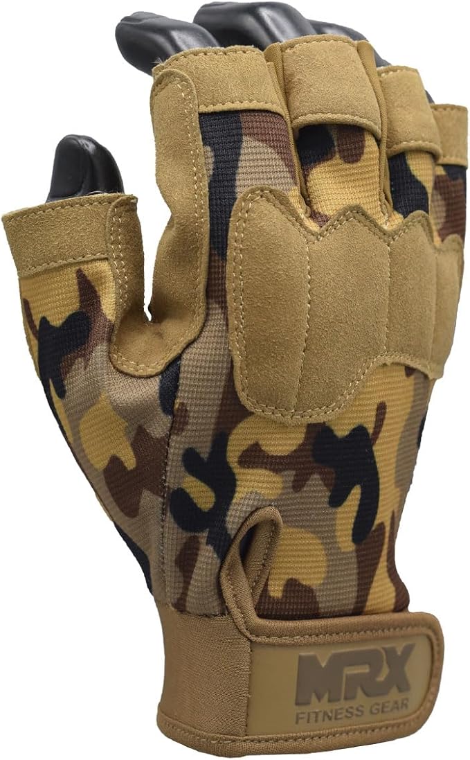 MRX Weightlifting Gloves for Men Workout Gloves Mens Wrist Support Lifting Gloves Male Gym Gloves | Workout Gym Accessories for Men Weight Lifting Fingerless Gym Exercise for Powerlifting