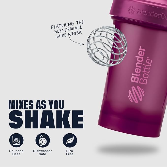 BlenderBottle Classic V2 Plastic Shaker Bottle 20 oz Plum