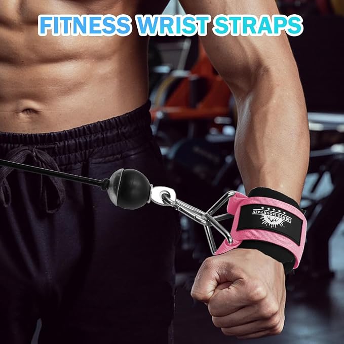 Wrist Cuffs for Cable Machines – Padded & Adjustable Straps for Lateral Raises, Tricep Pushdowns & Strength Training