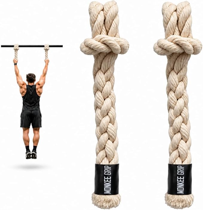 Rope Grips Cotton Black (Pair) Pull-up, Grip Strength,