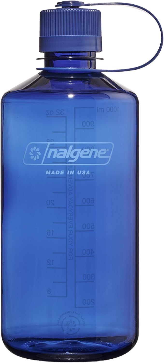 Nalgene 32 oz Narrow Mouth Water Bottle, Denim | BPA-Free, Durable & Lightweight, Leak Proof, Dishwasher Safe, Large Reusable Plastic Bottle for Hiking, Gym, Work & Travel