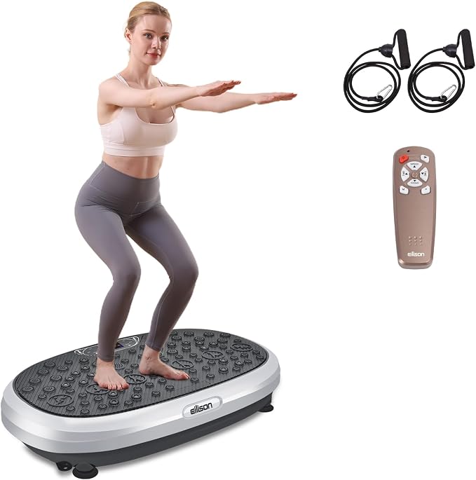 FitMaxx 3D XL Vibration Plate Exercise Machine - Whole Body Workout Vibration Platform w/Loop Bands - Lymphatic Drainage Machine for Weight Loss, Shaping, Recovery