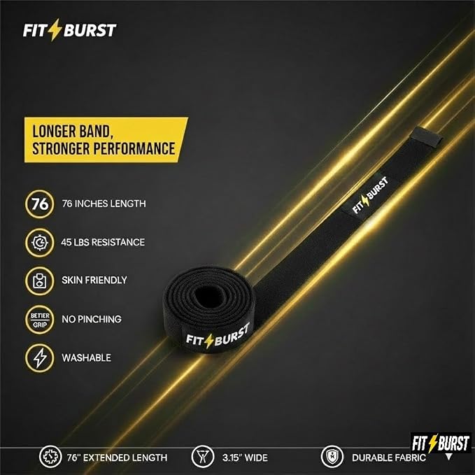 76-Inch Fabric Resistance Band for Full Body Workouts, Wide Non-Slip 120 LB | 76" Premium performance band, Home gym, Solid exercise band for big & tall size, Versatile resistance band, Machine washable