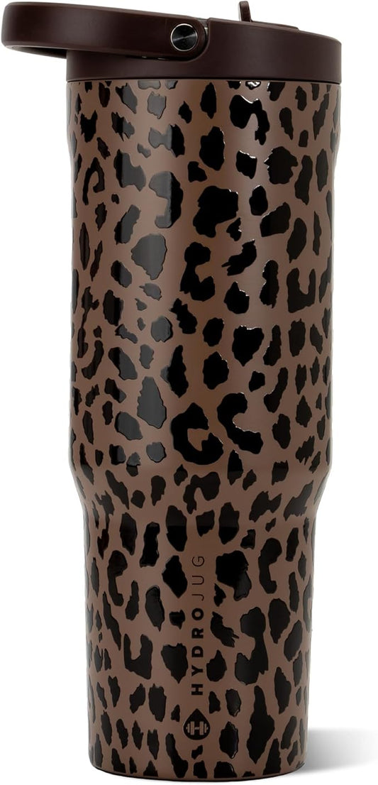 HydroJug Sport 32 oz Insulated Stainless Steel Water Bottle, Brown Leopard