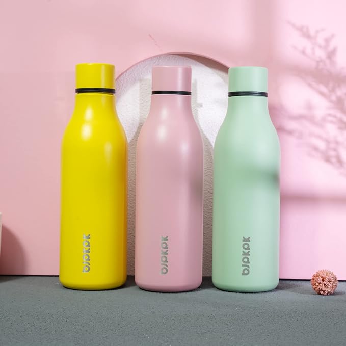 BJPKPK 18oz Insulated Water Bottle, Stainless Steel Bottle with Carry Strap | Keep Cold & Hot Vacuum Insulation, Leak-Proof BPA-Free Design, Slim Bottle Fits Most Cup Holders for Gym, Office & Travel
