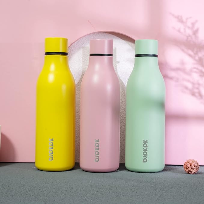 BJPKPK 18oz Insulated Water Bottle, Stainless Steel Bottle with Carry Strap | Keep Cold & Hot Vacuum Insulation, Leak-Proof BPA-Free Design, Slim Bottle Fits Most Cup Holders for Gym, Office & Travel