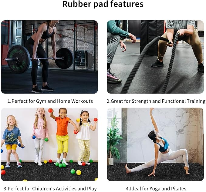 0.8in Thick 72 Sq Ft Gym Flooring for Home Gym, 18 Tiles Workout Exercise Equipment Mats, Rubber Top with EVA Foam, Interlocking Puzzle Floor Tiles for Fitness Room, Protective Flooring Mat