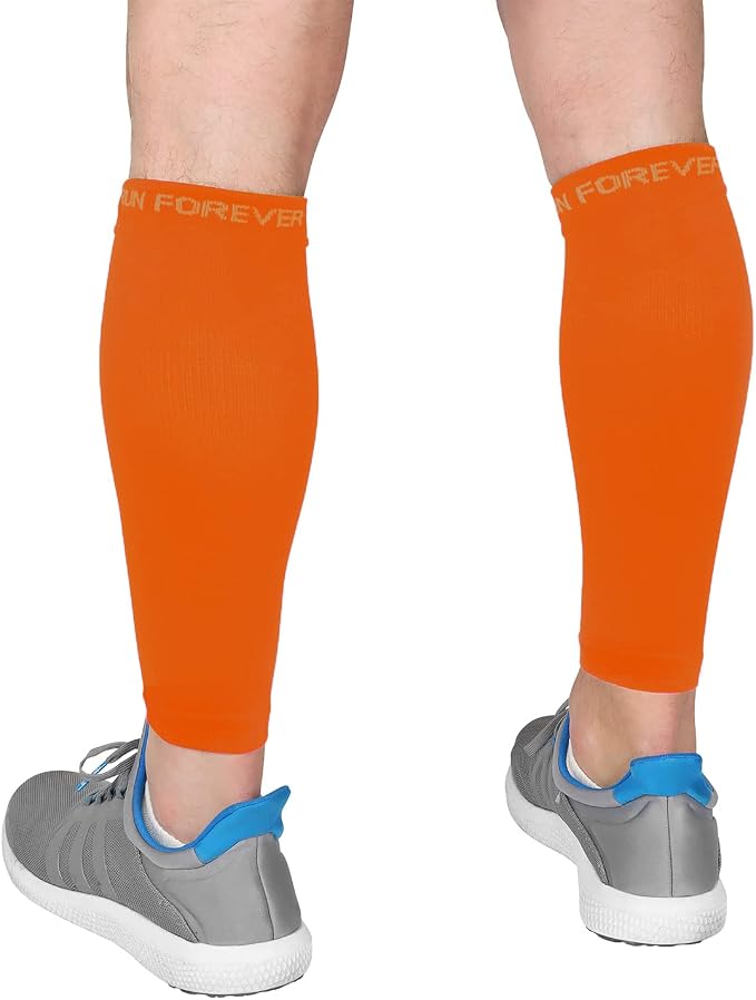 Run Forever Calf Compression Sleeve for Men & Women, 20-30mmHg Compression | Leg Sleeve for Shin Splints, Varicose Veins, Swelling & Pain Relief | Footless socks for Running, Cycling & Travel
