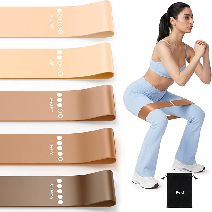 Resistance Bands for Working Out, 5-Pack Elastic Exercise Bands for Strength Training, Stretching, Workout; Home Gym Equipment for Women Men, Pilates Yoga Physical Therapy, Leg Glute Arm Exercise Kit
