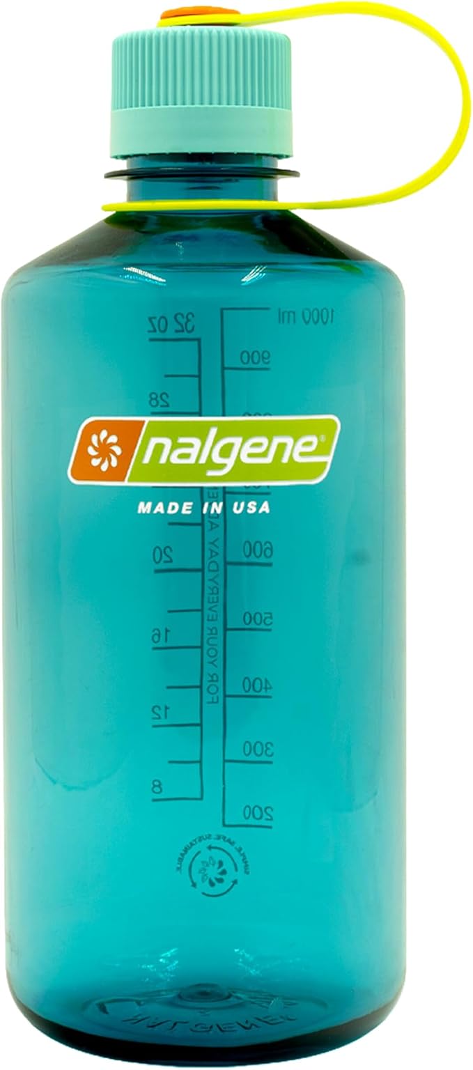 Nalgene 32 oz Narrow Mouth Water Bottle, Cerulean | BPA-Free, Durable & Lightweight, Leak Proof, Dishwasher Safe, Large Reusable Plastic Bottle for Hiking, Gym, Work & Travel
