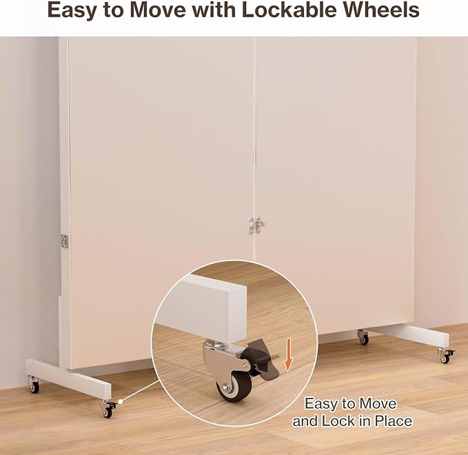 brisafe 79''×67'' Large Full Body Non-Glass Frameless Mirror on Wheels, NanoMirror 360° Swivel Shatterproof Unbreakable Foldable Fitness Mirror for Home Gym Yoga Dance Studio, Silver | Tri-Fold Compact Storage, Nano Shatter-Resistant, Aerospace Aluminu...