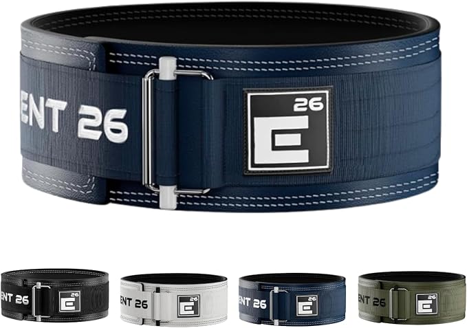 Element 26 Hybrid Leather Weight Lifting Belt | 4” Real Leather Back Support for Gym, Powerlifting, Body Building, Men, Women, Deadlift, Squat, Self Locking, Competition