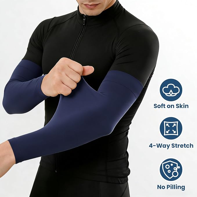 Mochabao 8 Pairs Soft Arm Sleeves, UV Sun Protection Cooling Compression Arm Covers for Outdoor Work, Sports, Men & Women