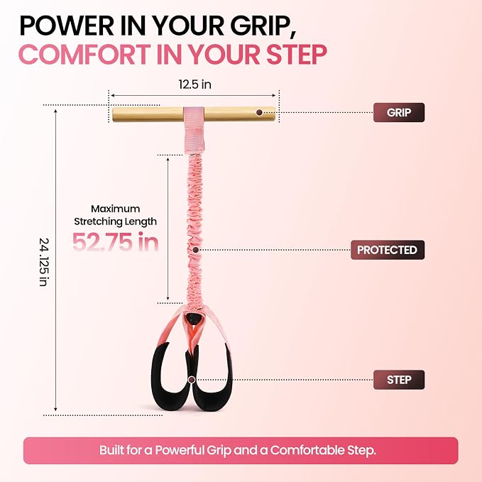 Foot Pedal Resistance Band with Wooden Handles | Sit-Up Exercise Pull Rope for Abs, Arms & Legs, Portable Home Workout Equipment with Soft Foot Loops