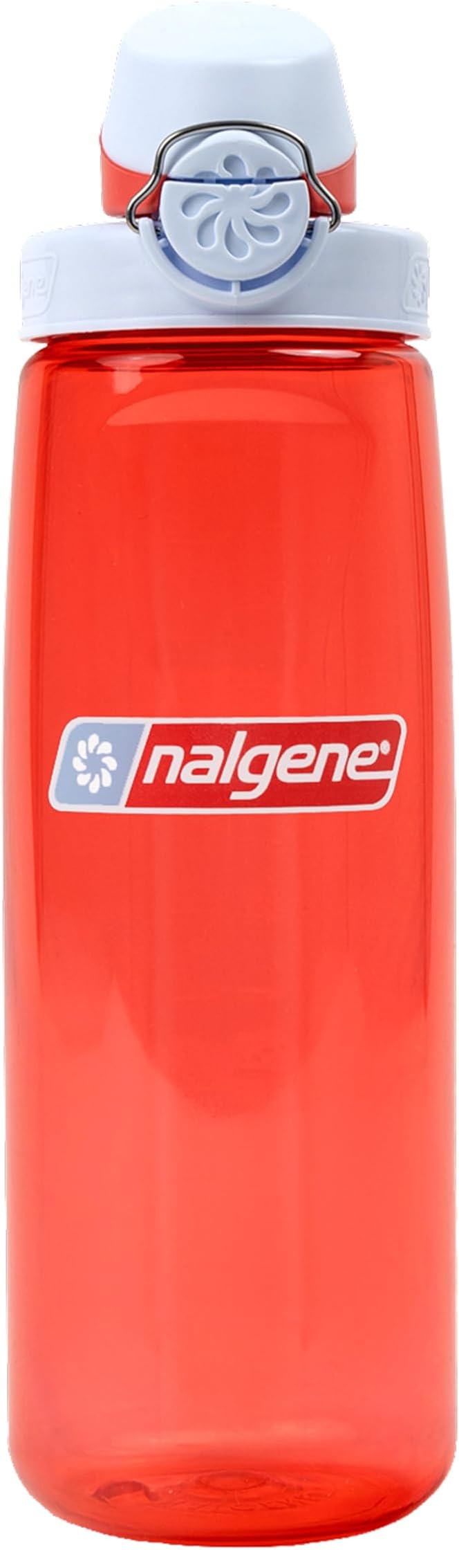 Nalgene 24 oz On The Fly Lock-Top Water Bottle, Coral w/Frost Coral | Easy Chug Cap with Locking Lid, Cup Holder Size, BPA-Free, Durable & Leak Proof, Slim Travel Bottle for School & Sports