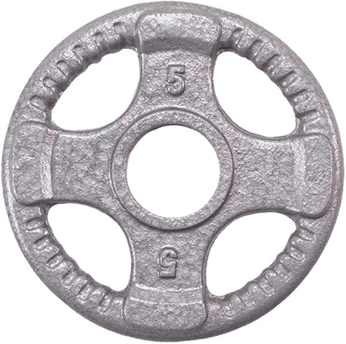 Body-Solid (OST255) Cast Iron Olympic Quad Grip Design Weight Plate Set - Free Weights, Dumbbell Plates, 2 Inch Standard Hole for All Barbell Types, 255 Pound Total Weight Sets