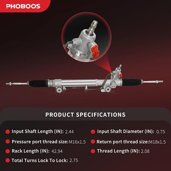 PHOBOOS Hydraulic Power Steering Rack and Pinion Assembly Compatible with Toyota 4Runner 2010-2022, New Unit, Leak Resistance, Direct Fit, Ref. 26-2660