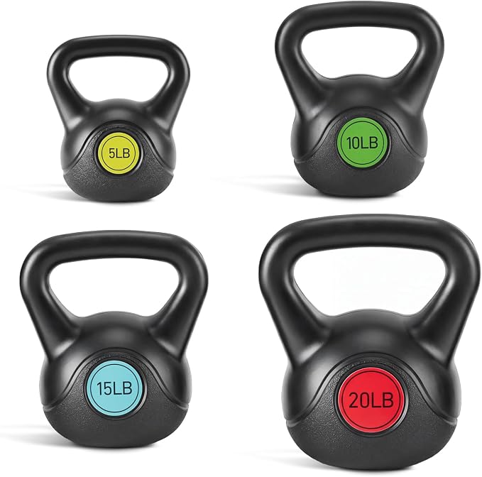 OLIXIS Hard Kettlebell Sets Strength Training KettleBells Weight Set | Coated Concrete Kettlebells, Wide Handle & Bottom, Weight Workout Exercise Equipment for Home Gym Outdoor