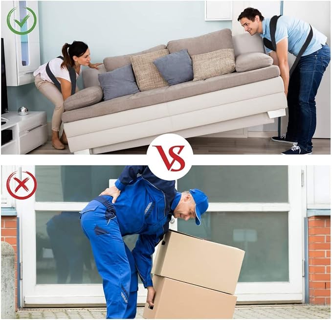 MORDEN MS Adjustable Moving Straps, 2-Person Shoulder Lifting and Moving System for Carry Furniture, Appliances, Mattresses, Heavy Objects up to 800 lbs(Black), 50.05''-104.3'', (VR-3UP6-CIA7)