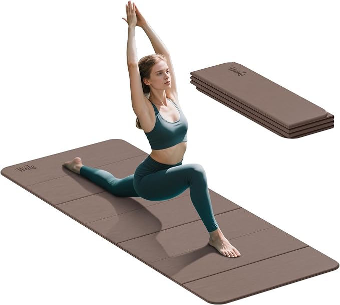 Foldable Yoga Excercise Mat 71"L x 24"W, Odourless Light Weight POE Mat For Home Fitness and Gym Workouts, 1/4 inch Non-slip design for All Types of Yoga Pilates