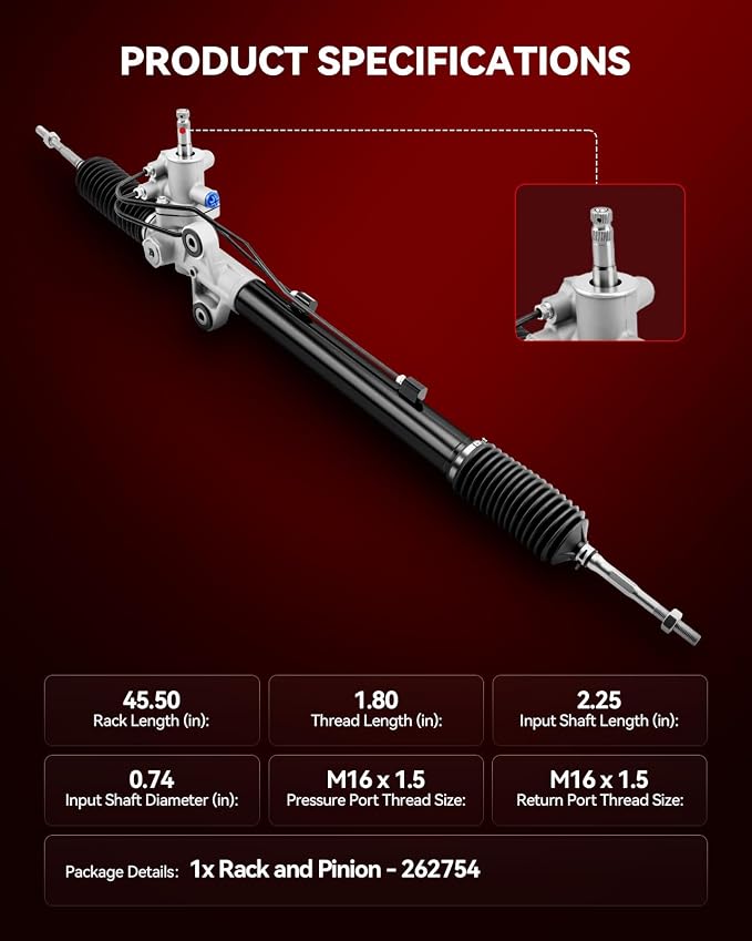Torchbeam Power Steering Rack & Pinion Assembly Fit for 2009-2015 Pilot, Hydraulic System Steering, Replaces OEM 26-2754
