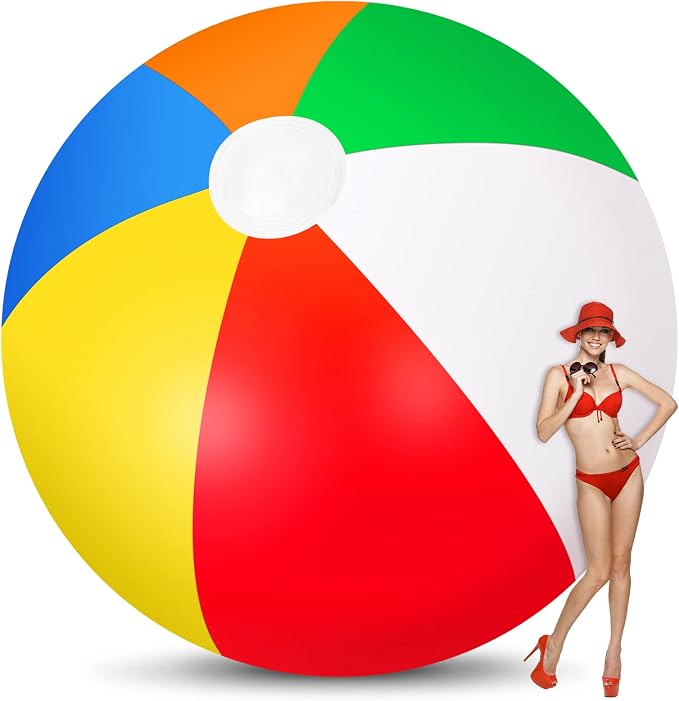 12 Foot Giant Inflatable Beach Ball, Large Beach Ball for Swimming Pool | Jumbo 12 ft Large Inflatable Beach Ball Pool Toy, Rainbow Colors for Swimming Pool Water Game, Kids Adults Outdoor Fun