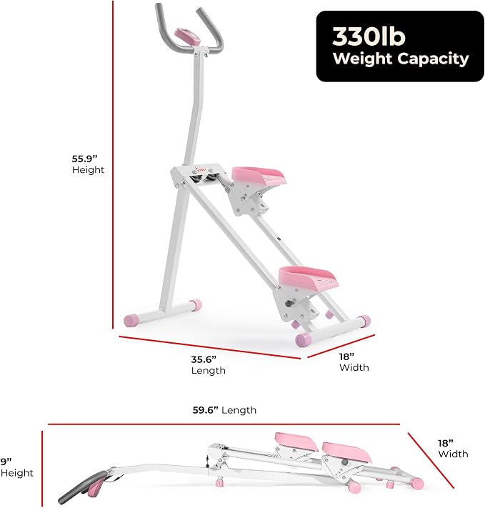 Sunny Health & Fitness Stair Stepper for Home | SunnyFit App Connection, Long Stride Length, Home Gym Exercise, Compact Foldable, Leg and Glute Training