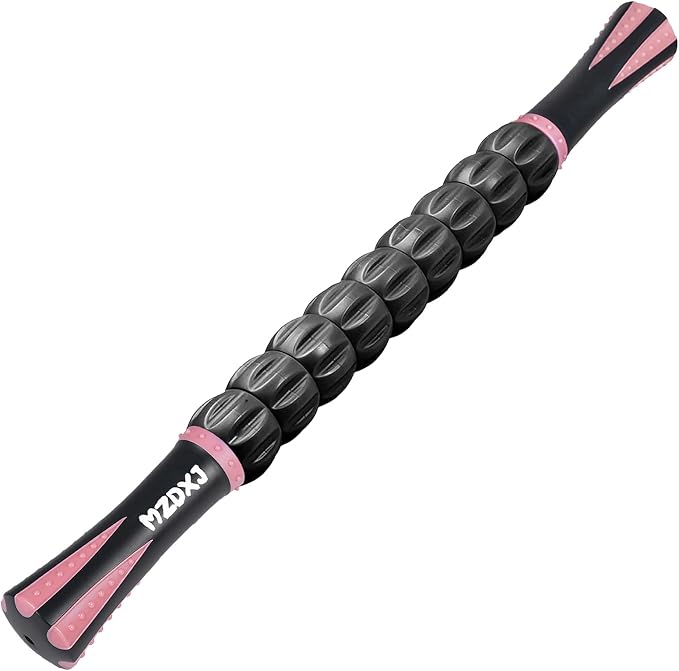 Muscle Roller Massage Roller Stick- Deep Tissue Fascia Blaster for Myofascial Pain Relief, Lymphatic Drainage & Body Sculpting, Handheld Physical Therapy & Recovery Tool (Pink Black