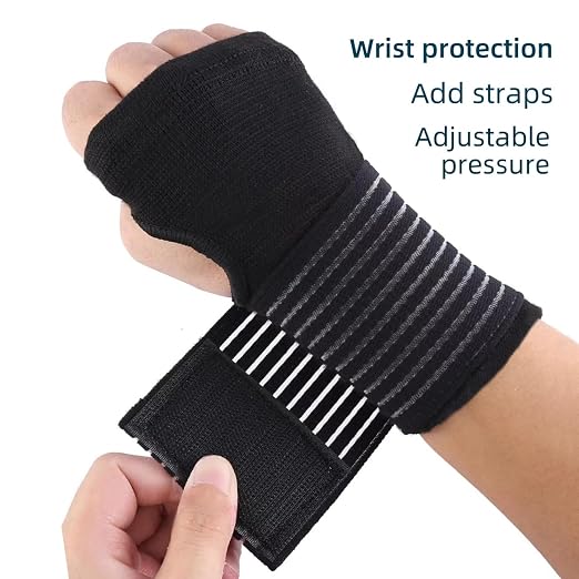 Palm Brace Wrist Support Sleeves (1 Pair), Everyday Use Wrist Brace, Compression Carpal Tunnel for Wrist Pain Relief, Fitness Gloves, Sports Glove, Wrist Brace for Men and Women (Black with straps)