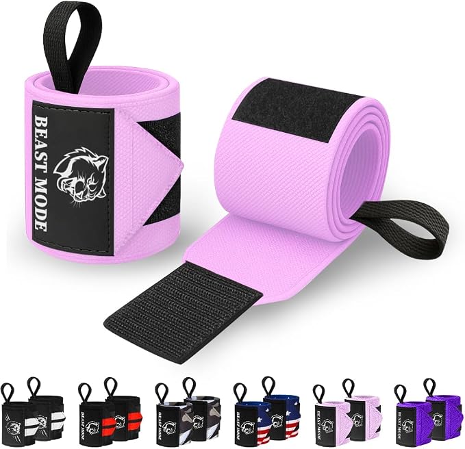 TECEUM Elastic Cotton Weightlifting Wrist Wraps with Thumb Loops, 1 Pair