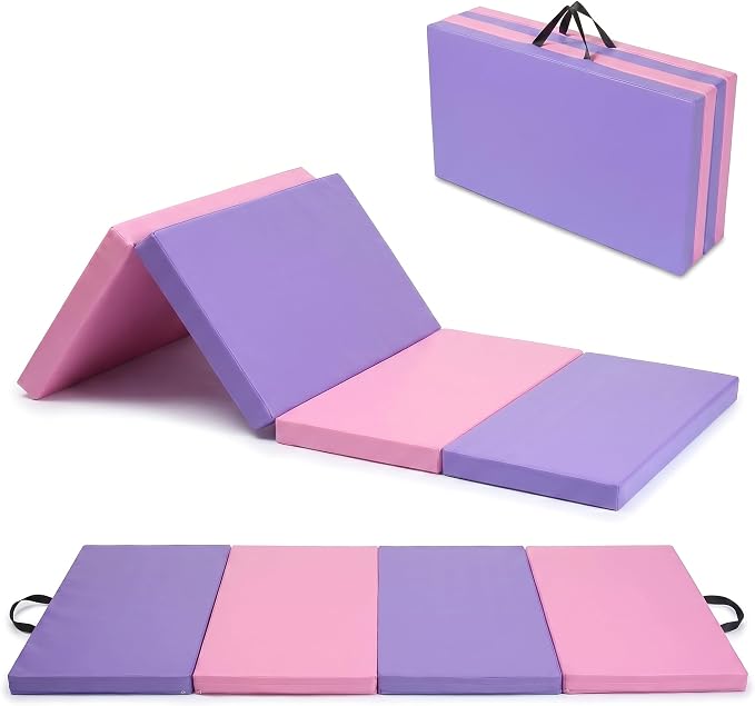 Garvee Gymnastics Mat, 6.2Ft 2-Inch Thick 4-Fold | Exercise Floor Mat for Home Gym, Portable Yoga Mat for Pilates, Aerobics, Martial Arts & Training