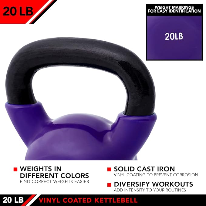 JFIT Kettlebell Weights Vinyl Coated Iron