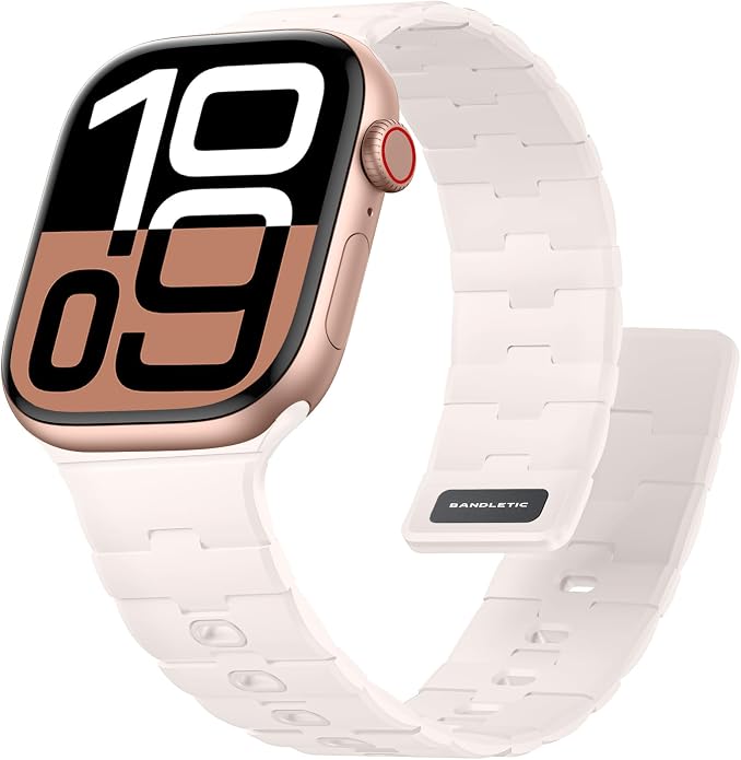 Bandletic Magnetic Silicone Watchband Compatible with All Apple Watch | Strong Magnet Sport Strap for iWatch Ultra 49mm Series 11-1 SE 46mm 45mm 44mm 42mm 41mm 40mm 38mm, Ideal for Men Women