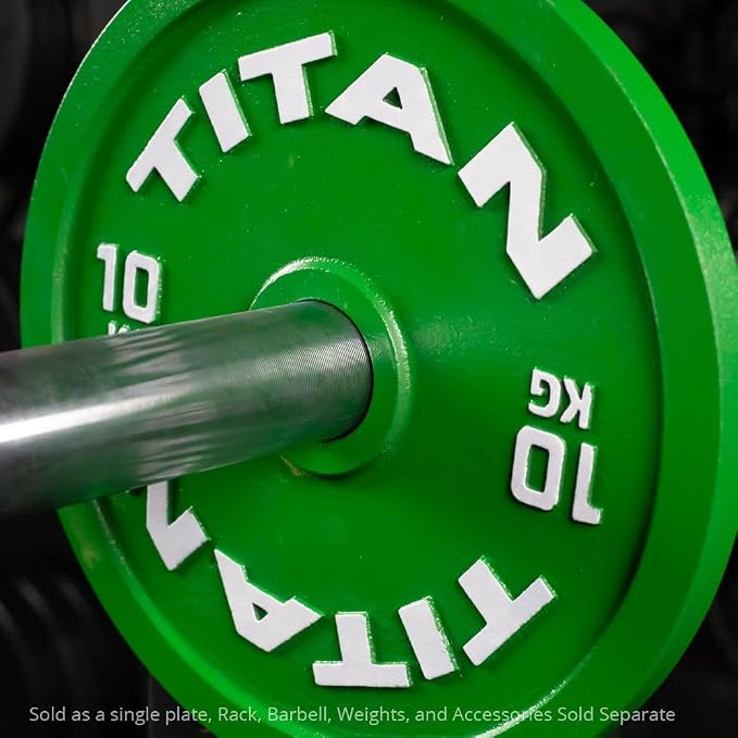 Titan Fitness Olympic Calibrated Steel Powerlifting Plates, Machine Precision Steel Discs