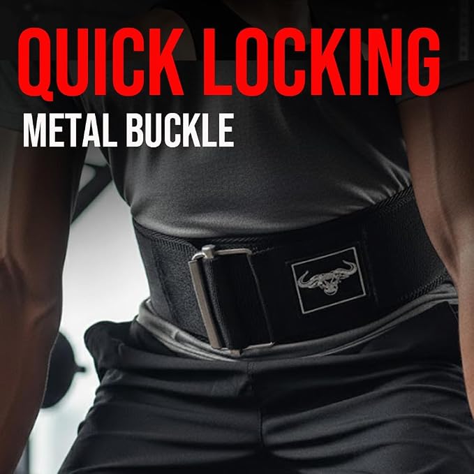 IBRO Quick Locking Premium Weight Lifting Belt - Back Support for Powerlifting, Cross Training & Gym Bodybuilding - 4 Inch Nylon Men and Women with Metal Buckle for Core Stability