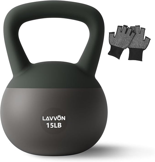 Soft Kettlebell - Cushioned Impact-Resistant Base and Anti-Slip | Kettle bell Anti-Slip Grip Weight for Home Workouts, Safe Strength Training Kettlebells Sets for Women& Men - Non-Slip Gloves