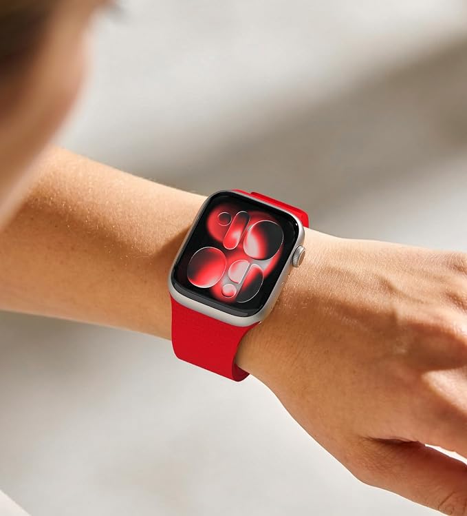 Magnetic Silicone Band Compatible with Apple Watch Band Ultra 3/2/1 & SE 3/2/1 & Series 11 10 9 8 7 6 5 4 3 49mm 46mm 45mm 44mm Strong Magnetic Clasp, Waterproof & Adjustable (Red)
