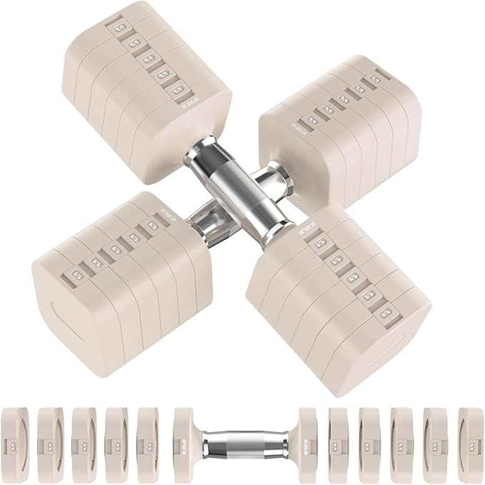 Hezeyferg 30.8LB Adjustable Dumbbell Set, Hand Weights Set for Home Gym | Each Adjustable Weight Dumbbell with 6 Levels 4.4/6.6/8.8/11/13.2/15.4lb, for Women/Men Full Body Workout