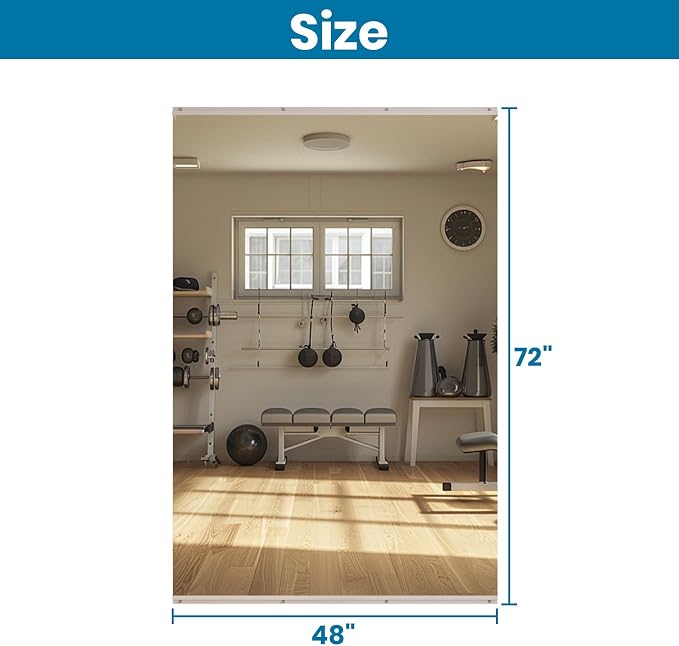LOVMOR Home Gym Mirror 72"x48" 1 Pack, Wall Mounted Frameless Home Decor Mirror, Full Length for Yoga Dancing Room Living Room Bathroom