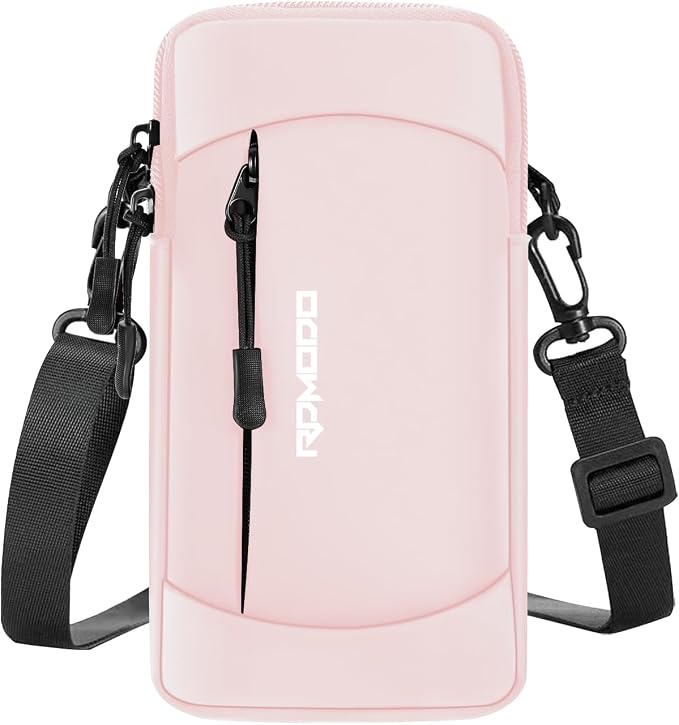 Arm Phone Holder for Running, Crossbody Bag 2-in-1, 7.5 Inch Pink | Large Capacity, Water Resistant, Phone Arm Band for Running Hiking, Adjustable Cell Phone Armband for iPhone Samsung Card Key
