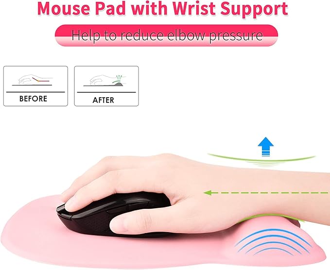 EooCoo Ergonomic Mouse Pad with Wrist Rest, Memory Foam Support Mousepad | Non-Slip Base for Computer, Cafe, Home & Office, 9.64 x 8.26 in Office Desk Accessories, Carpal Tunnel Relief