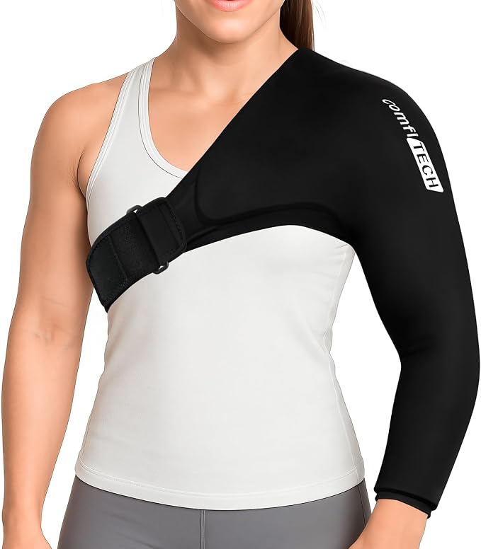 ComfiTECH Shoulder Arm Ice Pack Wrap for Pitchers, Flexible Ice Sleeve, M | Flexible Shoulder Ice Brace for Arm & Elbow, Cold Gel Application for Volleyball Player, Athlete & Throwing Recovery