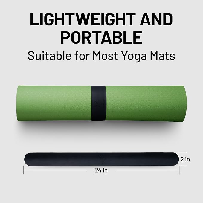 Yoga Mat Strap Slap Band, One Snap Keeps Mats Tightly Rolled, Heavy-Duty Clasp Fits Most Size Mats(24" L X 2" W)
