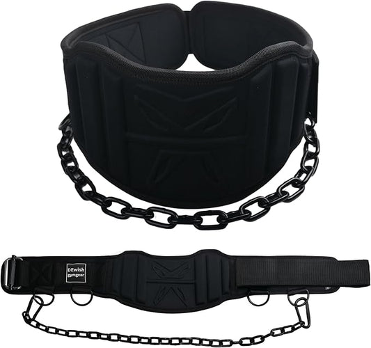 2-in-1 Weightlifting Belt with 36 IN Steel Chain & Self Locking, Dip Belt for Pull Up, Squat, Deadlifts & Added Weight Training
