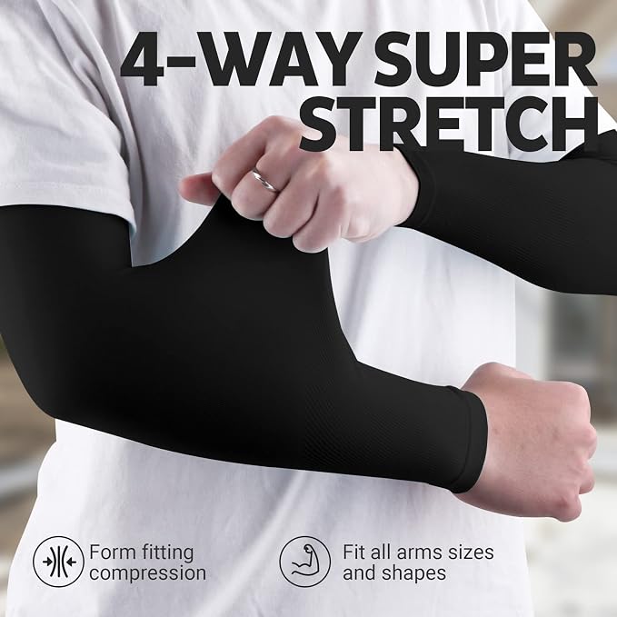 LUOLIIL VOE Sun Protection Cooling Arm Sleeves for Men &Women,Compression Sleeves for Football, Golf & Volleyball